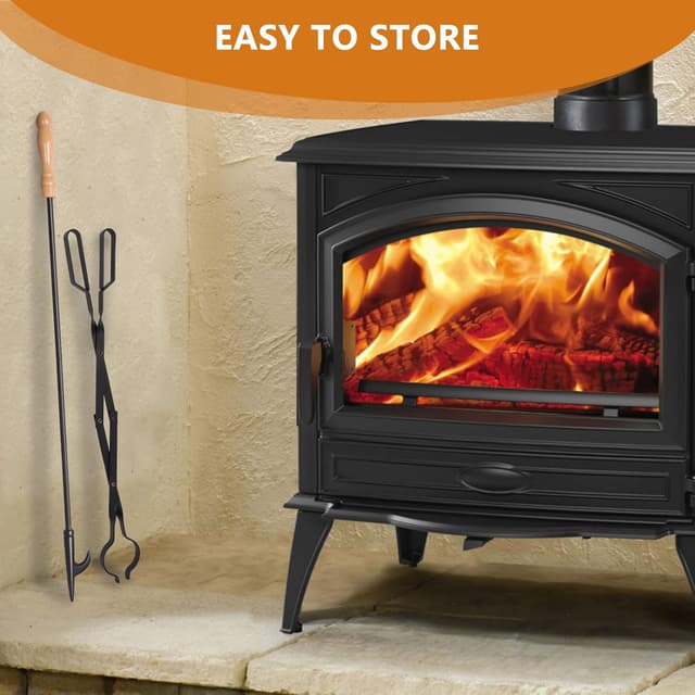 Detalle 2 de Uten Kit Camino con Attrezzi in Ferro Battuto (2 pezzi): pinze per caminetto e fire poker