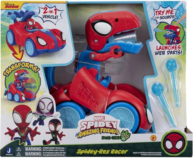Detalle 2 de MARVEL Spidey-Rex Racer (Spidey and his Amazing Friends) 8-inch transforming vehicle with sounds