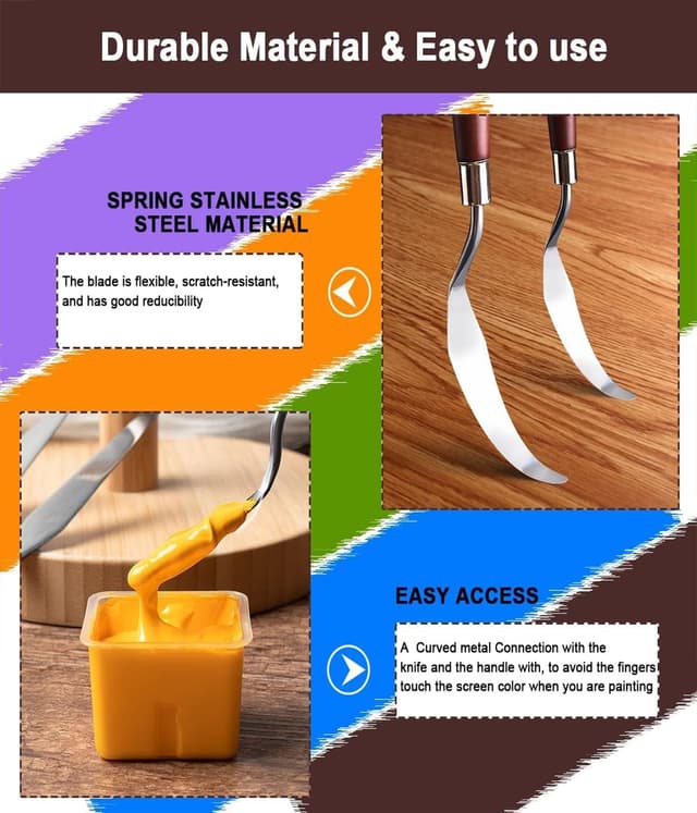 Detalle de ROMINVIC Strukturpaste & Spachtel-Set (11-teilig) für Acrylmalerei – 5 Palette Messer + 6 Abstreifermesser