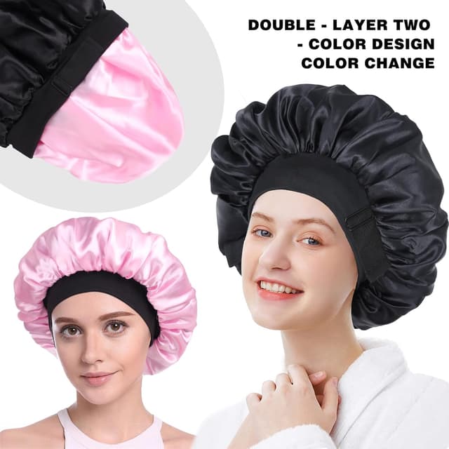 Detalle de XRACEPHOL Silk Bonnet for Sleeping (Double Layer Satin, Adjustable) for Black Women