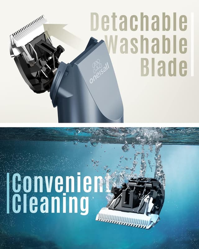 Detalle de oneisall Leise Hundeschermaschine Profi – elektrische Tierhaarschneidemaschine für Hund & Katze (blau)