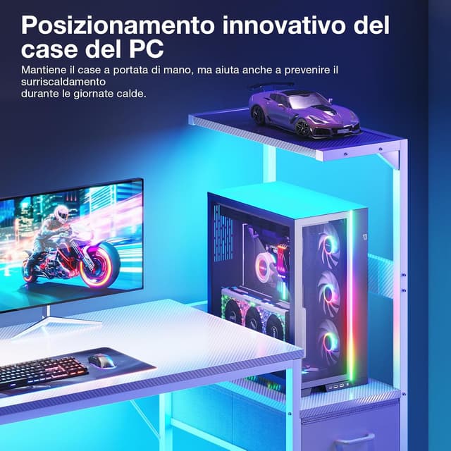 Thumbnail 4 de Coleshome Scrivania Gaming LED 120×48cm