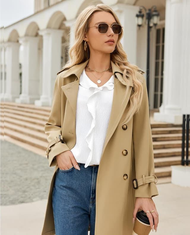 Detalle 2 de siliteelon Women’s 3/4 Sleeve Ruffle Bell Blouse for Business Casual & Formal Work