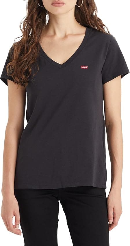 Detalle de Levi's Perfect V-Neck Mujer Caviar - Estilo y Comodidad 😊