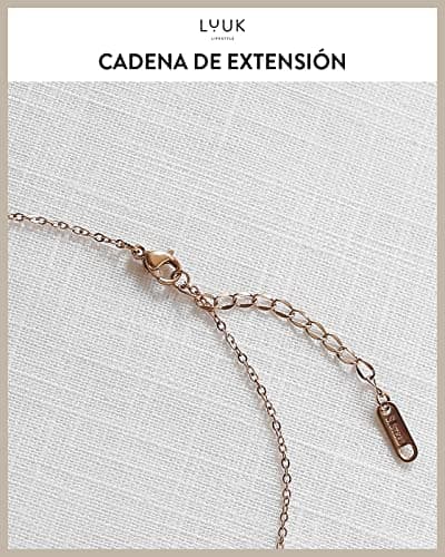 Detalle 2 de LUUK LIFESTYLE Collar de filigrana con colgante infinito y dedicatoria Happiness en acero inoxidable (rosa)