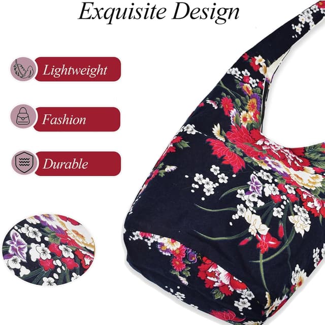 Thumbnail 6 de ModaZeal Hippie Shoulder Bags Slouch Crossbody Bag (Boho Canvas Satchel for Festival, Travel & Shopping)