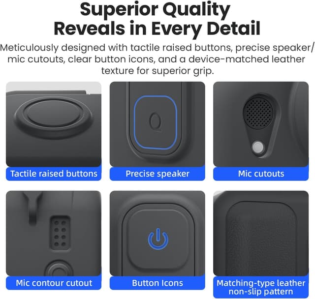 Detalle de LHPHEIX 5-in-1 Silicone Case Set for Insta360 Go Ultra (Gray) with Lens Cap and Anti-Lost Strap