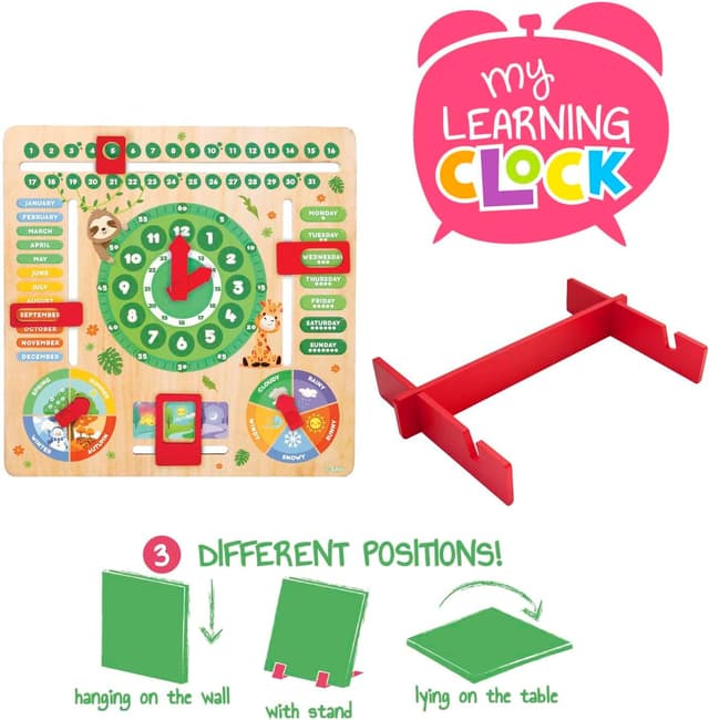 Detalle 2 de CRAZE Reloj de Aprendizaje madera 8 piezas