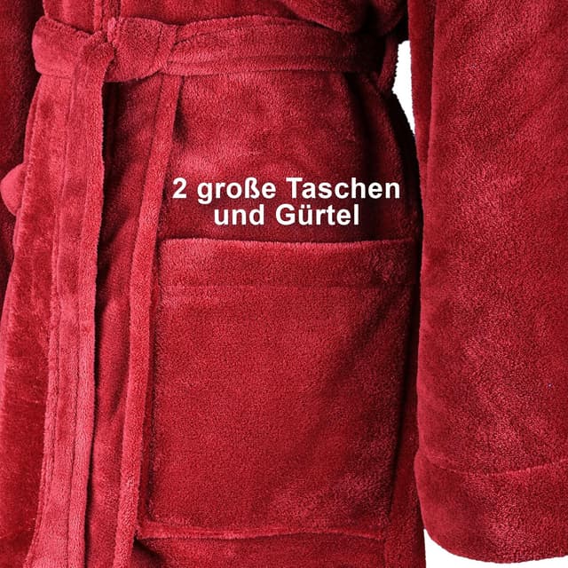 Detalle de Gräfenstayn Kuschelfleece Bademantel mit Kapuze (Unisex) – Öko-Tex Standard 100, Größe S–XXXL