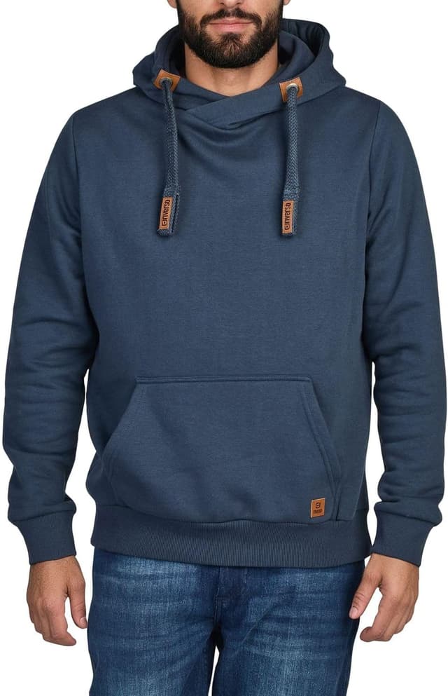 Detalle de riverso Hoodie Herren Regular Fit RIVNiklas Kapuzenpullover – Cross-Over-Kragen in Grau/ Braun/ Grün/ Rot/ Blau/ Schwarz/ Beige