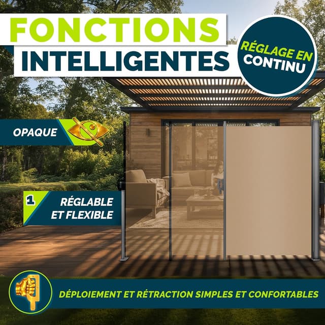 Detalle 2 de tillvex® Store latéral extensible 200 x 300 cm opaque avec housse de protection (support mural)