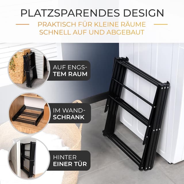 Detalle 2 de TIMELEOS Wäscheständer klein klappbar (6 Ebenen, 11 Stangen) für Badewanne, Balkon, Tür & Dusche