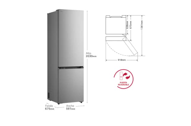Detalle 2 de LG GBBS322APY Combi inox antihuellas 375 l