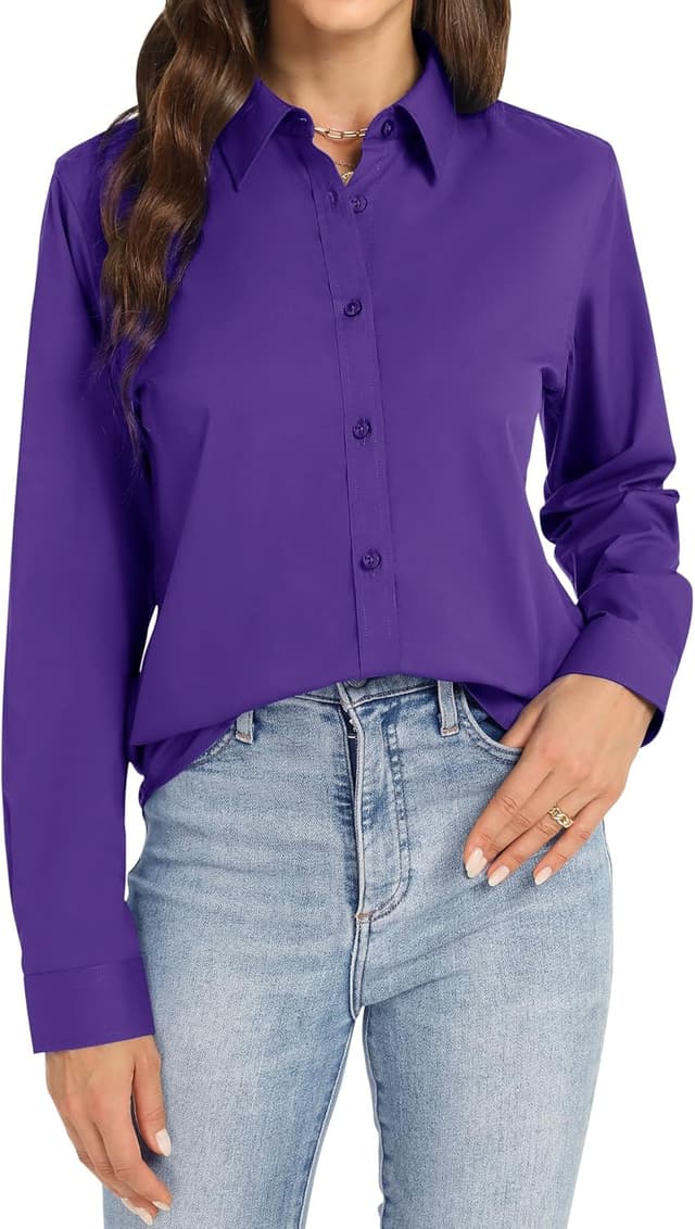 Detalle 2 de J.VER Damen-Bluse aus Baumwolle (95% Baumwolle/5% Elasthan), bügelfrei, Langarm – Business & Freizeit