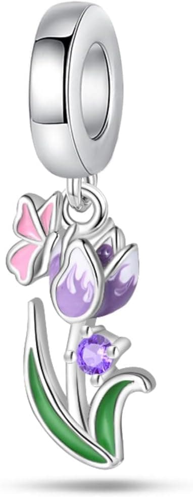 Detalle de KUNSIR Charm Anhänger Damen aus 925 Sterling Silber mit Zirkonia – kompatibel mit europäischen Armband- und Ketten-Charms