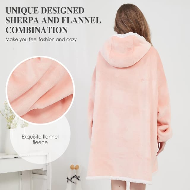 Detalle 2 de Viviland felpa con cappuccio sherpa e tasca gigante: calda e morbida, taglia unica