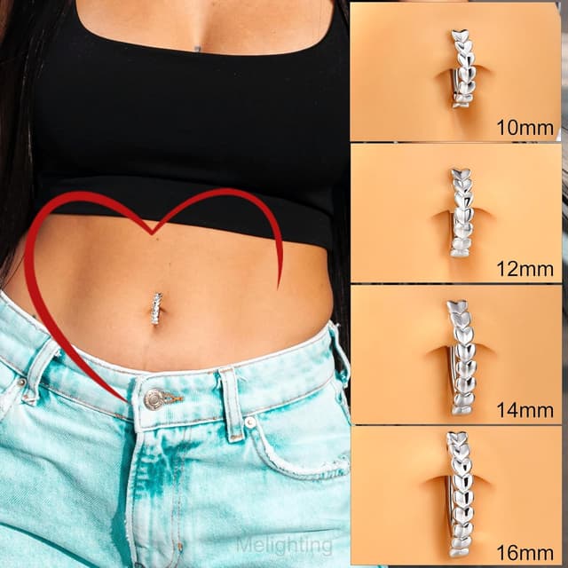 Thumbnail 4 de Melighting piercing ombelico cuore inverso in acciaio 316L