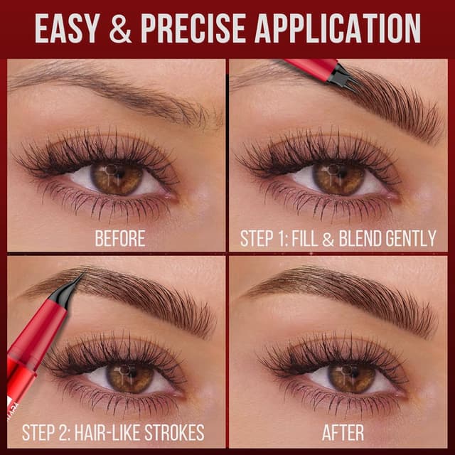 Detalle de Vevivia Augenbrauenstift – Eyebrow Pen mit Dual-Brush-Tip & gebogener Spitze für bis zu 24 Stunden Halt, Dark Brown