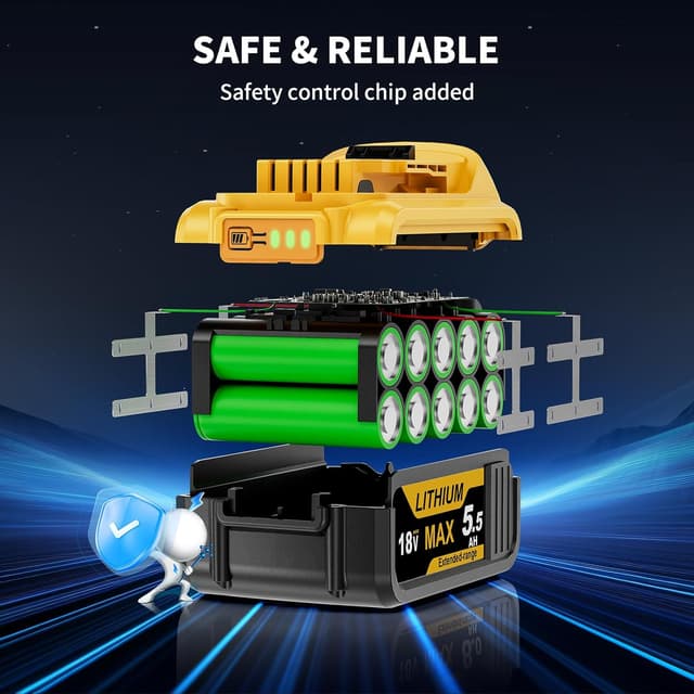 Thumbnail 5 de Dewalt 18V 5500mAh Replacement Battery 2-Pack