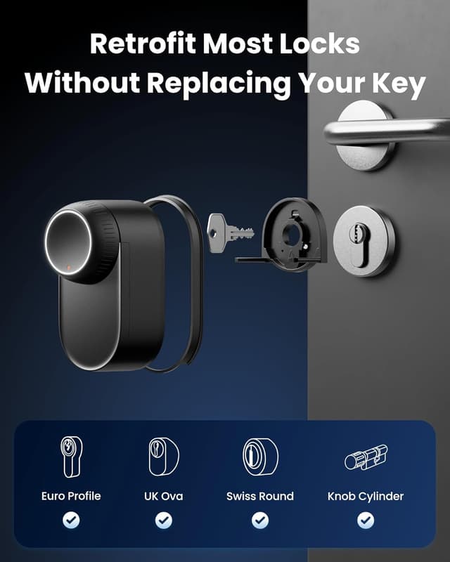 Detalle de SwitchBot WiFi Smart Lock Ultra with Keypad Vision Pro (3D Face & Palm Vein) — Matter, Alexa & Google support