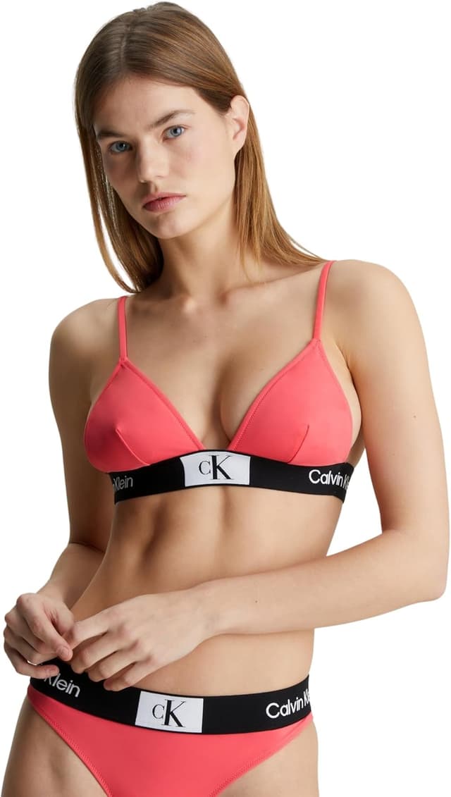 Detalle de Calvin Klein Donna Top Bikini a Triangolo Triangle con fascia e logo