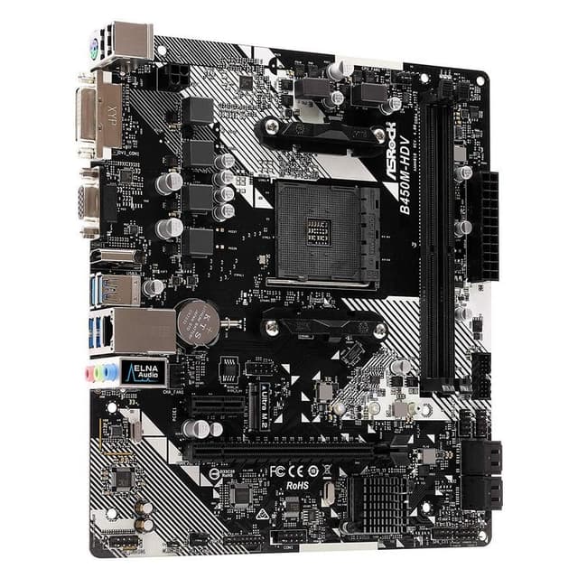 Detalle de Asrock B450M‑HDV R4.0 placa base AM4