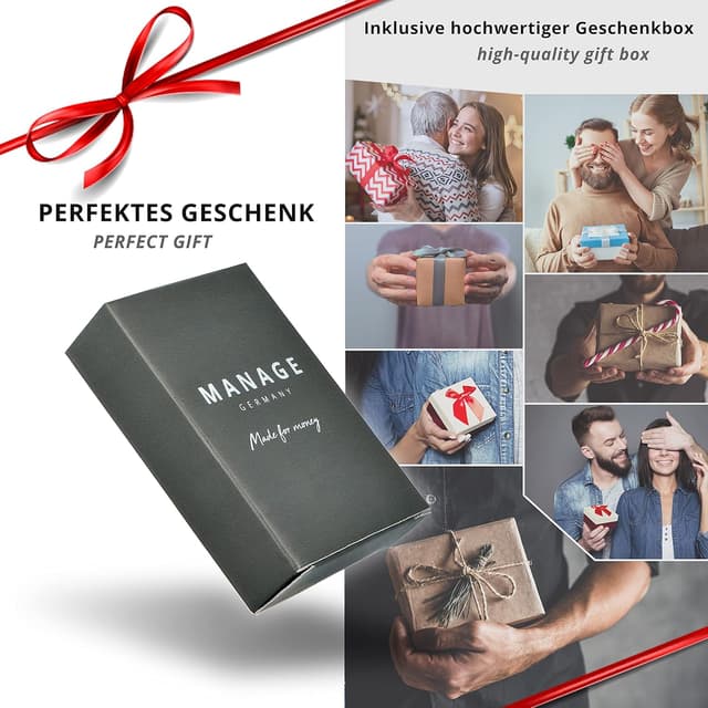 Detalle 2 de MANAGE Schlüsselanhänger aus Leder mit Mini-Geldbörse, Schlüsselring und Karabiner – Unisex Keychain für Autoschlüssel