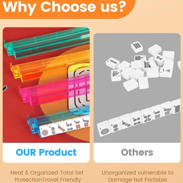 Detalle 2 de Suncle Mahjong Racks with Pushers (Set of 4) – Acrylic Tile Racks in 4 Colors