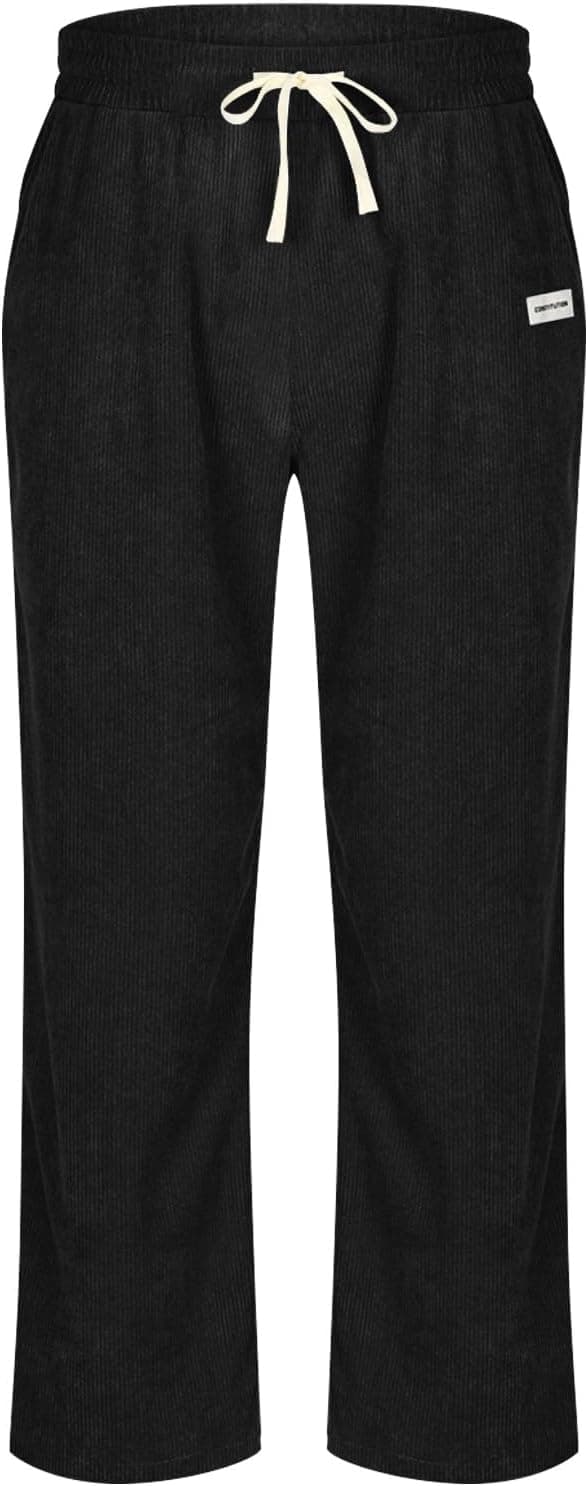 Detalle de Pantaloni baggy uomo in velluto a coste con vita elasticizzata e cordino