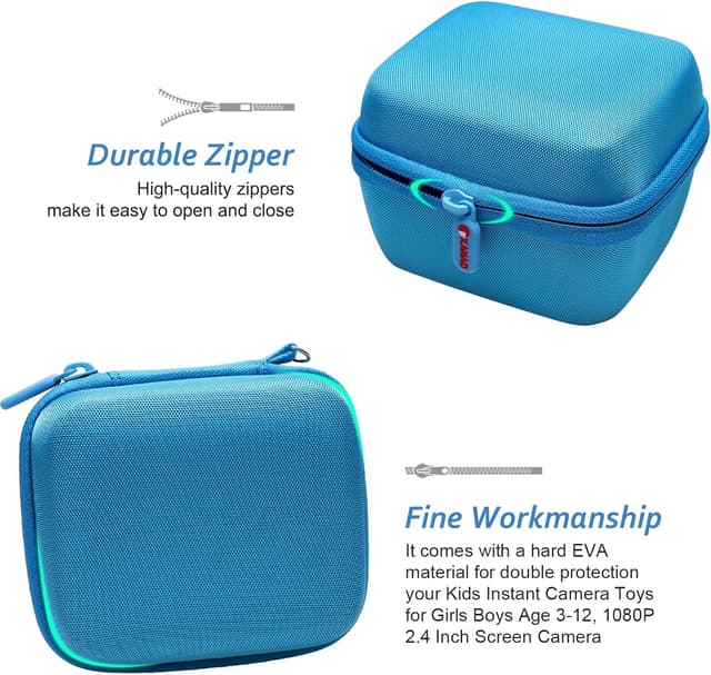 Detalle 2 de XANAD Kinderkamera Tasche für Sofortbildkamera – Schutzetui mit Thermodruckpapier, Hartschale & Gurt (Blau)