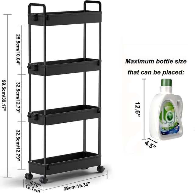 Thumbnail 1 de SOLEJAZZ 4-Tier Slim Storage Trolley