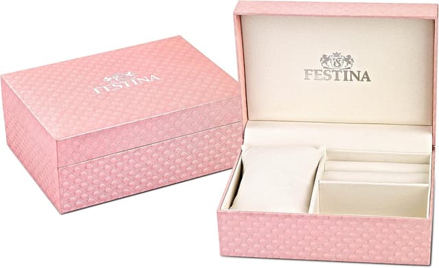 Detalle 2 de Festina Damen Analog Uhr F20412/2 (Quarzwerk, Lederarmband, rosa) – Boyfriend Collection