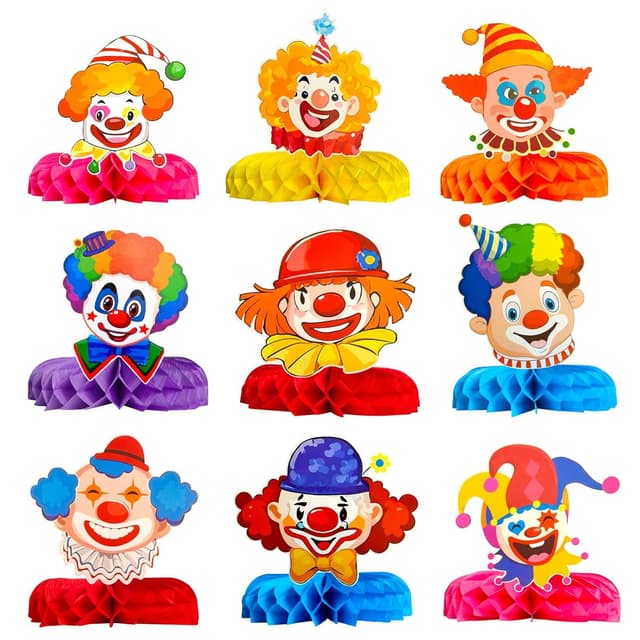 Imagen de Karneval Clown Bienenwaben Tischdeko 9er Set 🎉 en OfertitasTOP
