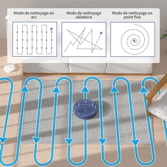 Detalle de OKP Robot aspirateur K2 – 2100 Pa, autonomie 120 minutes, design ultra-fin, WiFi/App/Alexa
