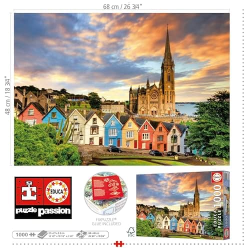 Detalle 1 de Educa - Catedral de Cobh Irlanda 🏰 1000 Piezas, 68x48 cm, Incluye Cola
