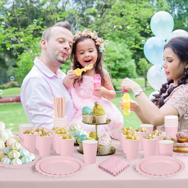 Thumbnail 5 de NatNarr 125 Stück Rosa Pappteller Set 23/18 cm