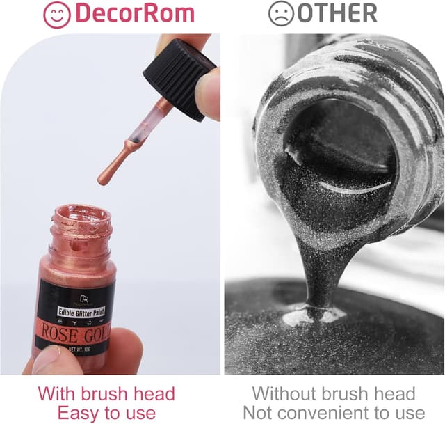 Detalle 2 de Flüssig essbarer Glitzer in Silber (60 ml) – metallische Dekorfarbe für Kuchen, Cupcakes & Fondant