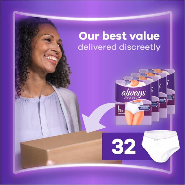 Thumbnail 6 de Always Discreet Incontinence Pants Large 32 pack 🩲