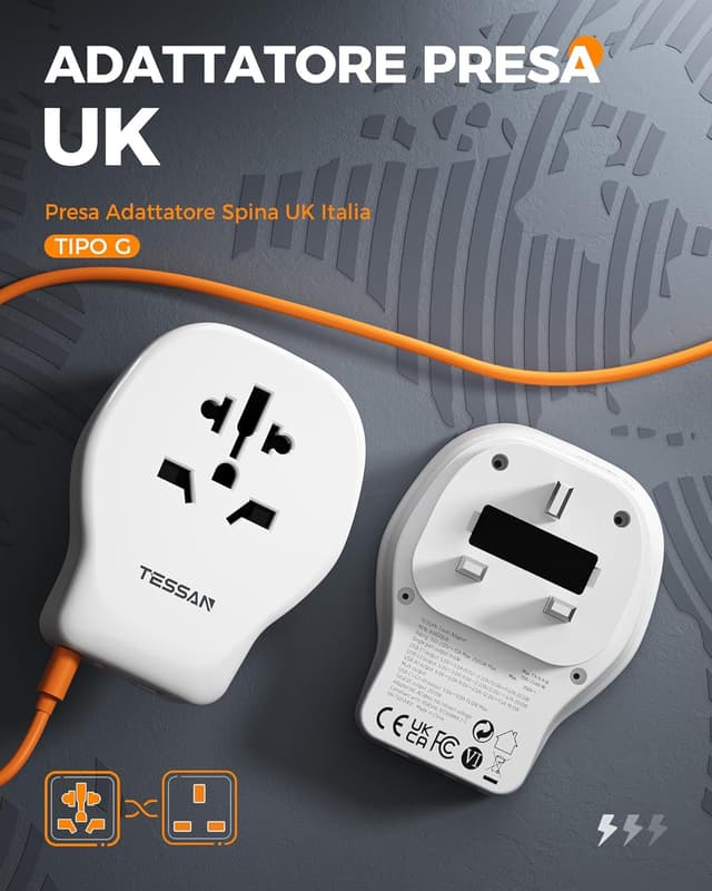 Thumbnail 2 de TESSAN Adattatore Presa Inglese 2500W 🔌