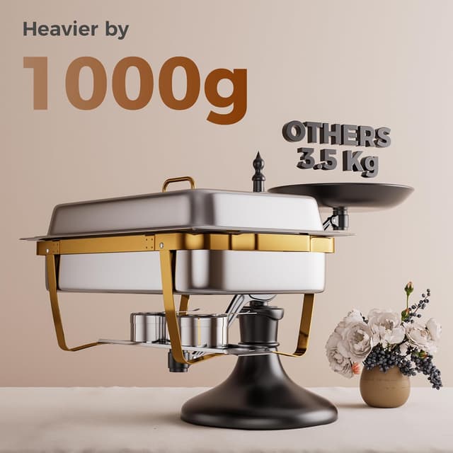 Thumbnail 3 de CAMMOO RG404 9QT 4-Pan Gold Chafing Dish