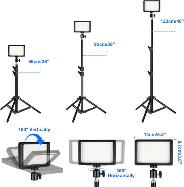 Detalle de Ci-Fotto LED Fotolicht Video Licht 2er-Set, dimmbar (5600K), USB-Panel inklusive Farbfilter