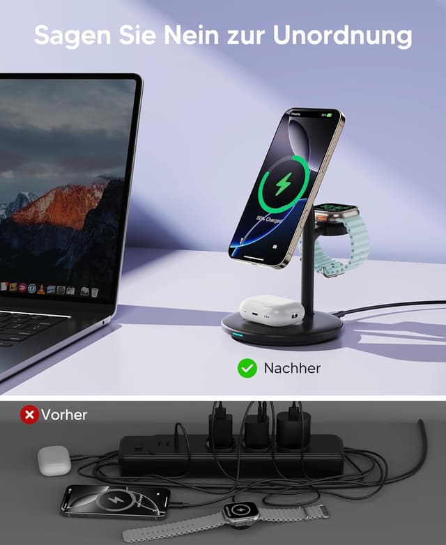 Thumbnail 4 de 3 in 1 Induktive Ladestation Mag Safe kompatibel