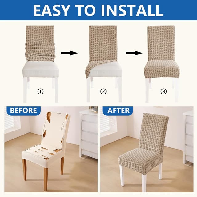 Detalle 2 de Housse de chaise YSTELLAA kaki extensible