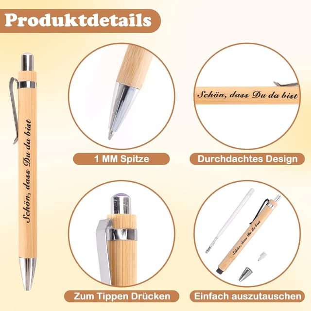 Detalle de Zidoley 30 Stück Gastgeschenke Holz Kugelschreiber
