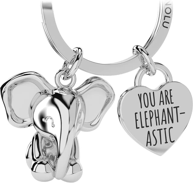 Detalle de LANOLU Schlüsselanhänger Elefant „Rüsselmeister“ – Glücksbringer für Partner & beste Freundin aus Metall