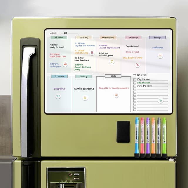 Detalle de MCCORL Magnetic Weekly Planner Whiteboard for Fridge đź—“