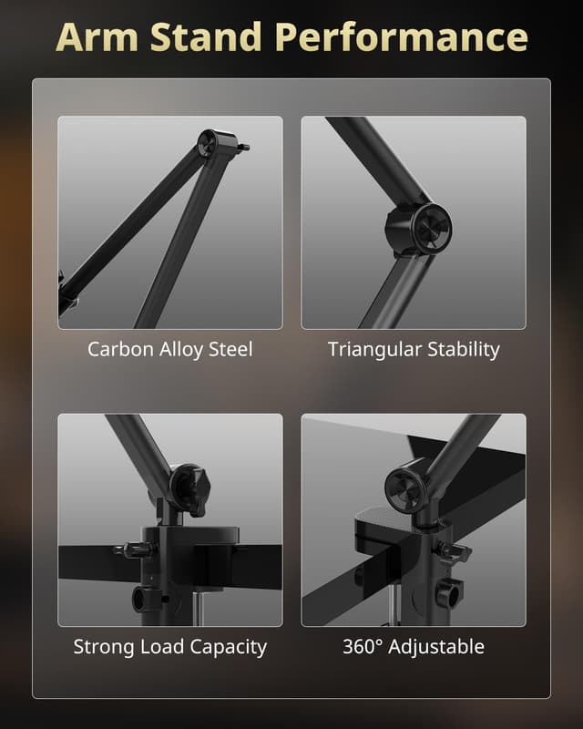 Detalle de UBeesize 10" Key Light for Streaming — Desk Ring Light with Adjustable Arm