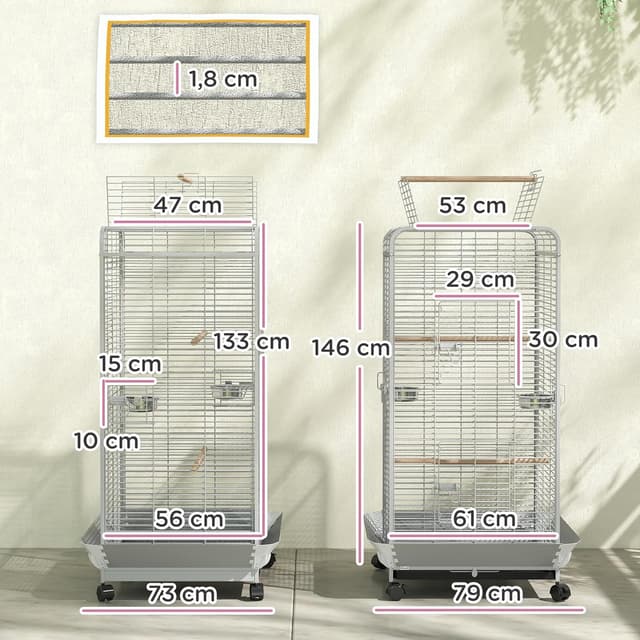 Thumbnail 6 de PawHut Jaula para Pájaros 79x73x146 cm