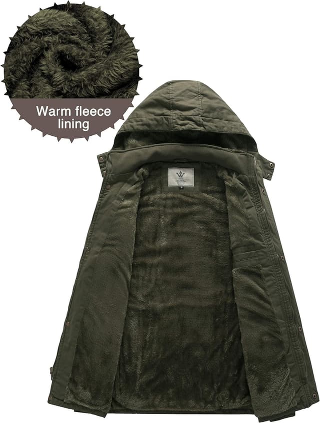 Detalle de WenVen Giacca Militare Invernale Uomo con cappuccio staccabile