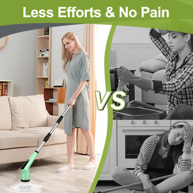 Detalle de Brosse de nettoyage électrique rotative 7 en 1 IPX7, 2 vitesses et manche réglable 30 à 120 cm